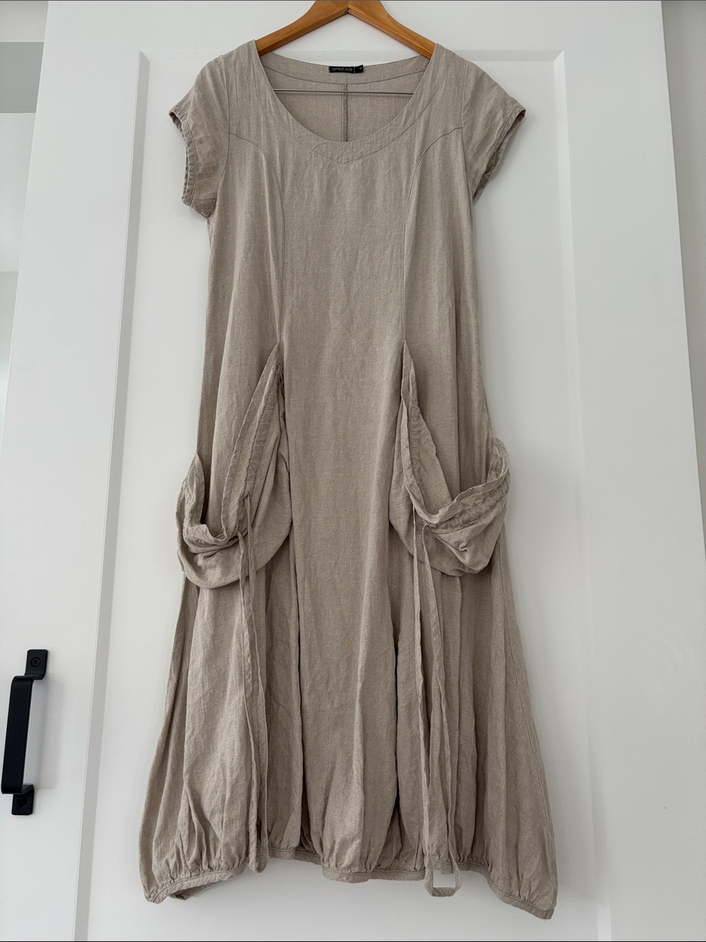 Grizas Linen Maxi Dress with Draped Pockets